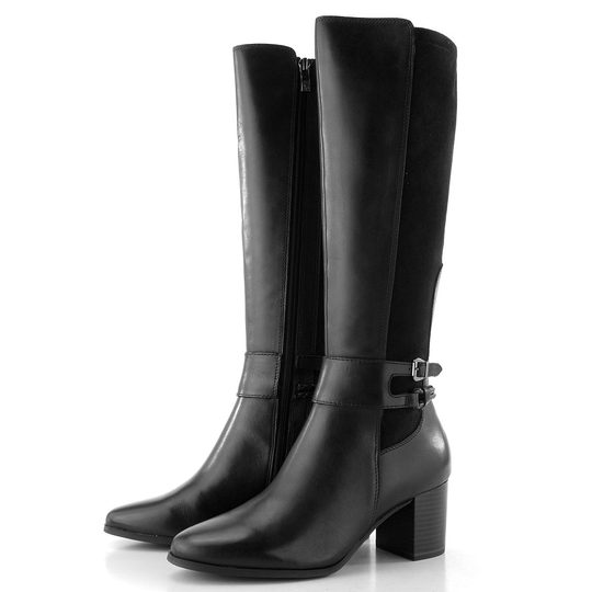 Caprice černé kozačky na podpatku 9-25501-45