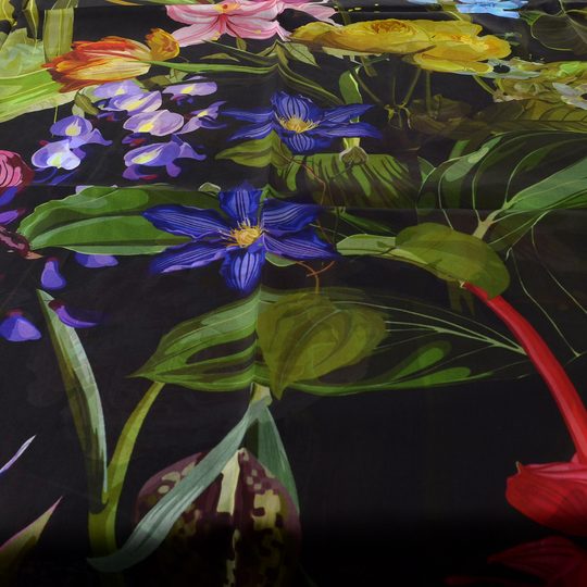 Fraas hedvábný šátek s květinovým motivem černý/barevný 622007-998