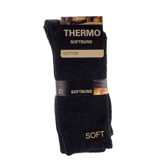 Pánské bavlněné termo ponožky s měkkým lemem tmavě šedá  2 páry