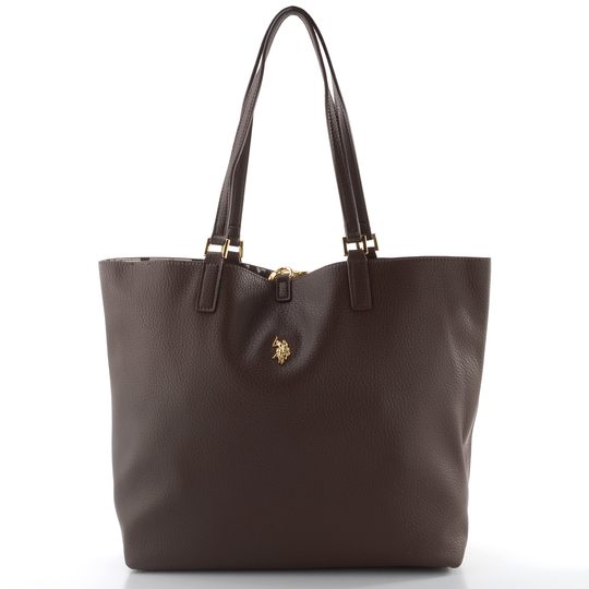 U.S. POLO ASSN. velká oboustranná shopper kabelka s etují hnědá BIURR9376WVPHB7