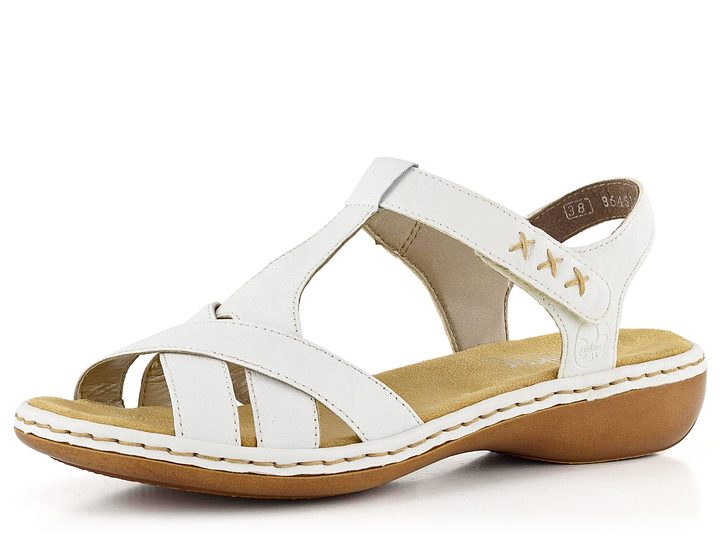 Rieker biele sandálky s priehlavkovým T pásikom 65919-80
