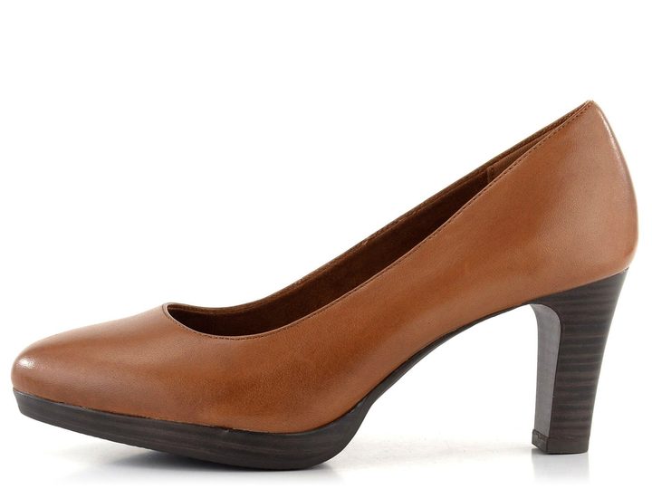 Tamaris kožené hladké lodičky Cognac 1-22410-29