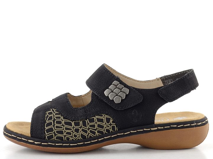 Rieker čierne sandále so strečom 65989-01