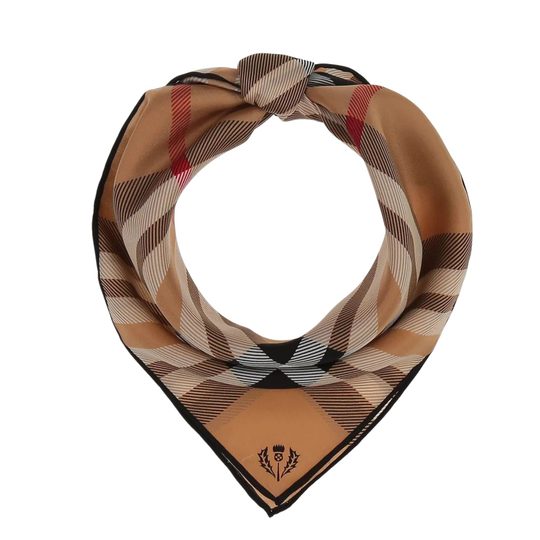 Fraas hedvábný šátek s károvaným vzorem camel 612008-180