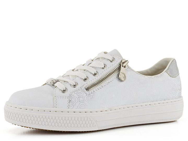 Rieker biele sneakers tenisky so striebornou potlačou L5913-80