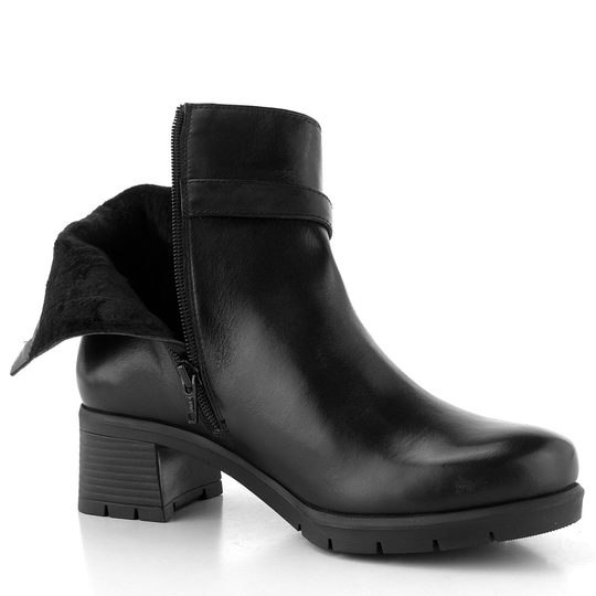 Ara kožený kotník na podpatku Prag Black 12-59216-01