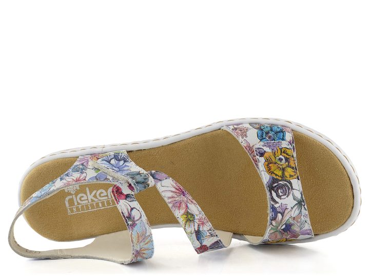 Rieker barevné sandály s potiskem květin 659C7-92