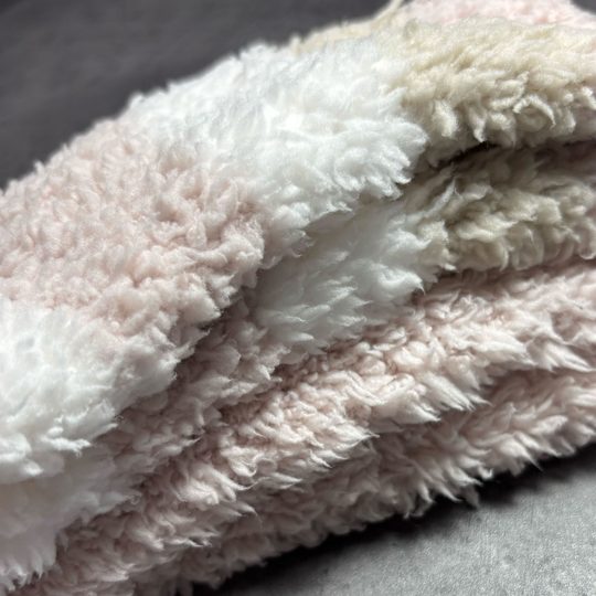 Dámské hebké žinylkové domácí ponožky 2 páry starorůžová/pruh