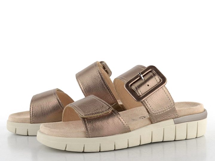 Caprice kožené pantofle s vyměnitelnou stélkou Taupe Metallic 9-27203-44