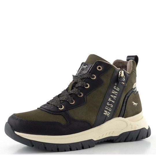 Mustang šněrovací kotník black-khaki 15M0172006