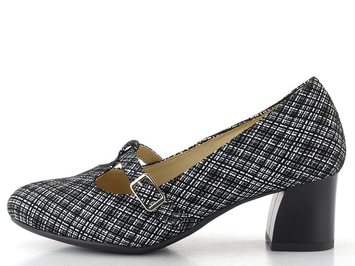 Barton lodičky s nártovým páskem černo-bílý vzor 2642