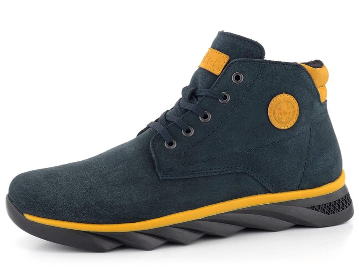 Rieker zateplené semišové členkové topánky modro-žlté F1602-14