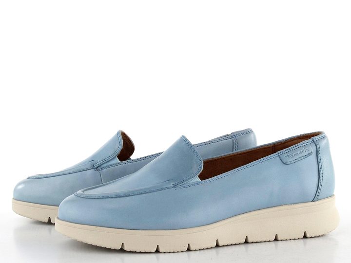 Tamaris kožené mokasíny Light Blue 1-24629-44