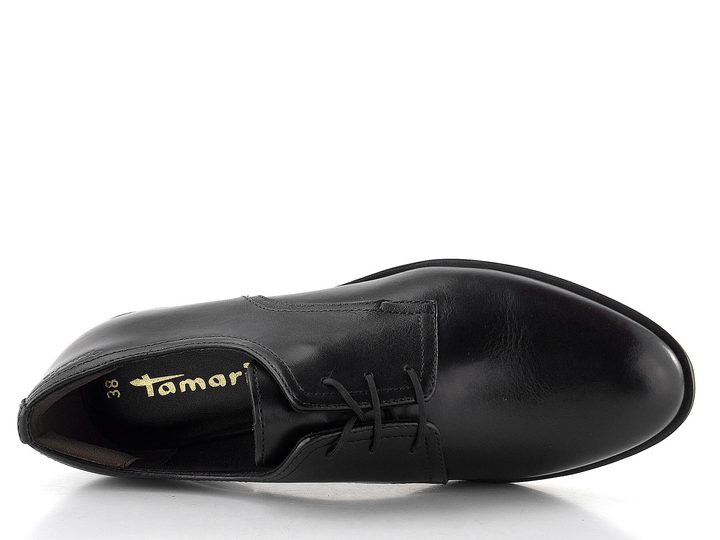 Tamaris kožené šnurovacie poltopánky black 1-23201-44
