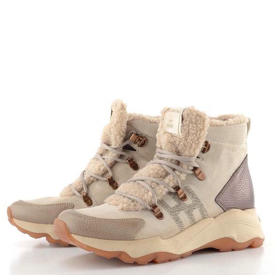 Hispanitas kožený šněrovací kotník nezateplený Nepal topo/cream HI254371