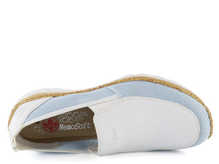 Rieker bielo-modré vzdušné poltopánky na nazutie N4275-10