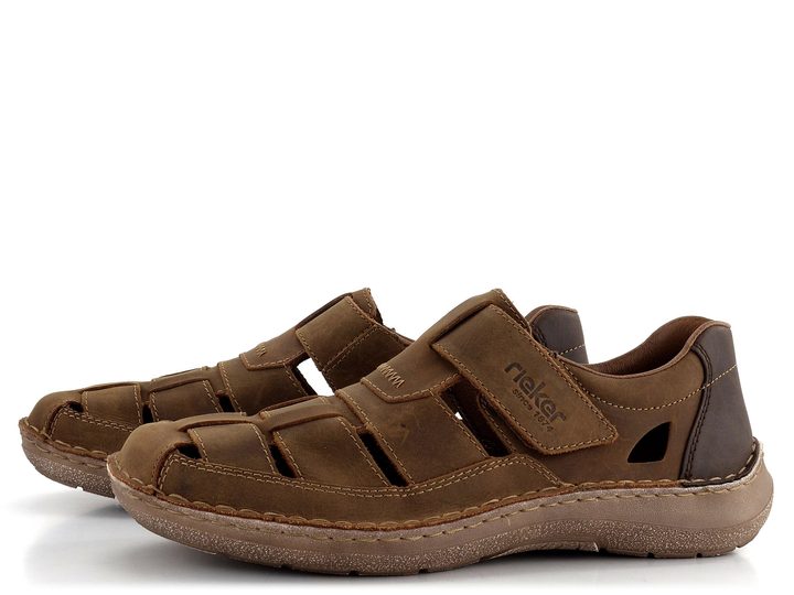 Rieker hnědé vzdušné polobotky s páskem na suchý zip 03078-25