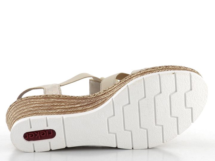 Rieker sandály na klínku beige/gold 619B2-60