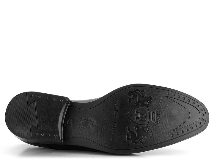 Barton celokožené černé polobotky překládané 53312