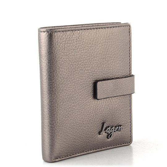 Kožená menší peněženka se zápinkou dk. silver LG059M