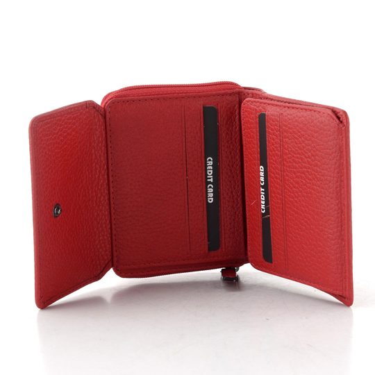 Dámská kožená peněženka se zipovou kapsou red LG003