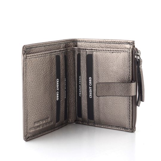 Kožená menší peněženka se zápinkou dk. silver LG059M