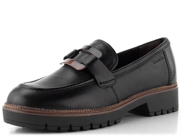 Tamaris mokasíny na vysokej podošve black leather 1-24722-43