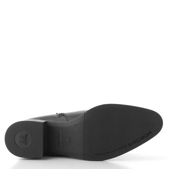 Wonders kožený kotník na nízkém podpatku negro D-1801
