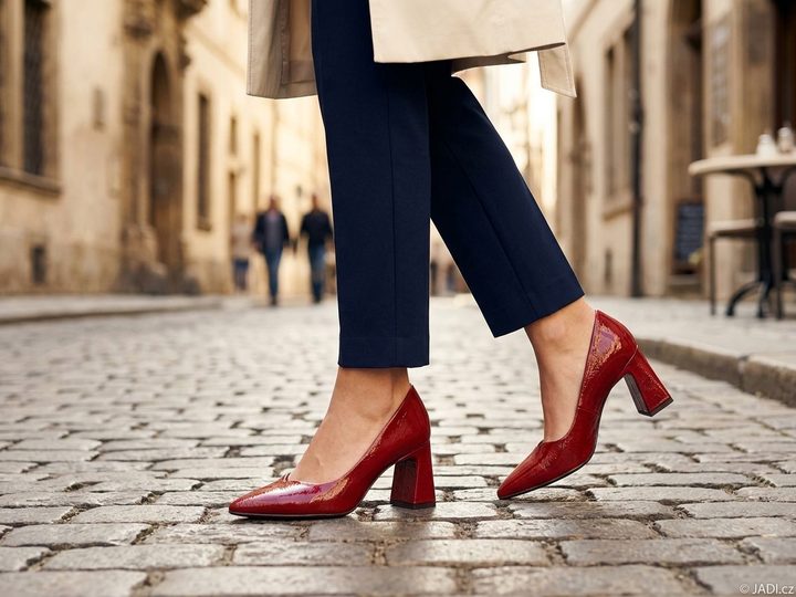 Tamaris lodičky so širokým podpätkom red 1-22452-45