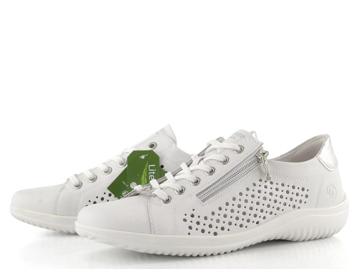 Remonte bílé prořezávané polobotky se zipem D1E08-80