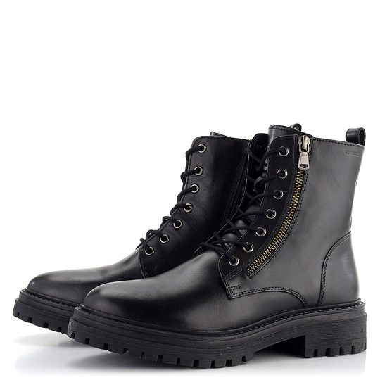 Geox členková obuv šnurovacia hladká čierna Iridea D16HRF00043C9999