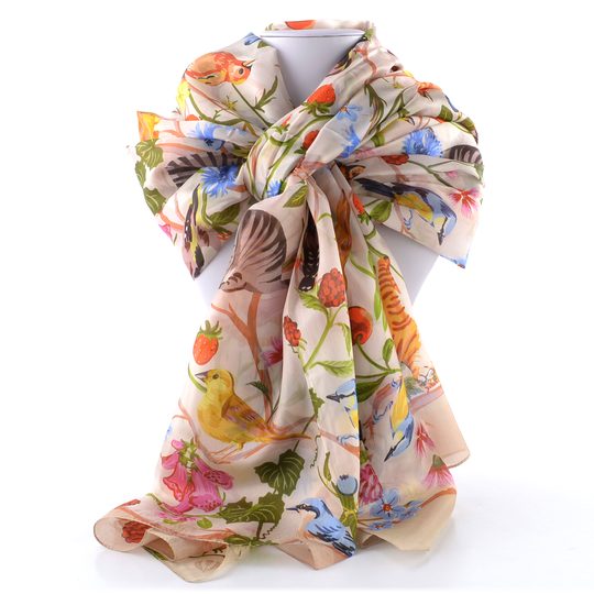 Fraas velký hedvábný šál s motivem zvířat a květin 622009-023