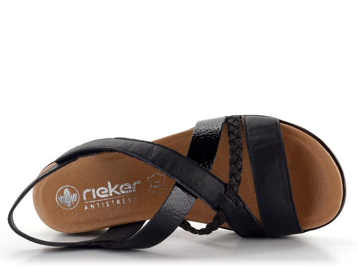 Rieker čierne pásikové sandále V3773-00