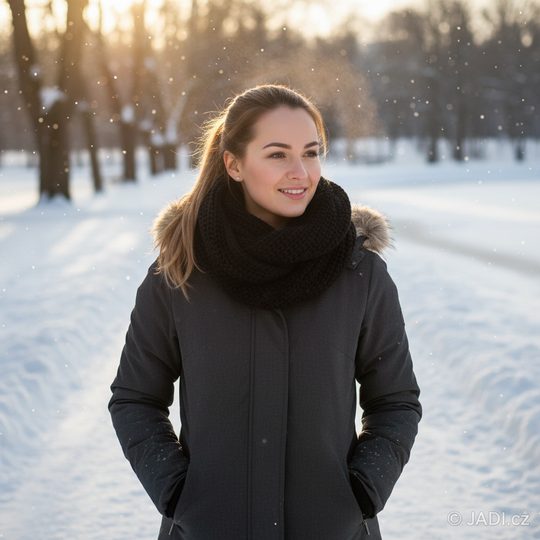 Voxx pletená kruhová šála s merino vlnou Minor černá 121084