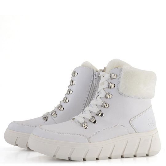 Rieker šnurovacia členková obuv na platforme biela Y3502-80