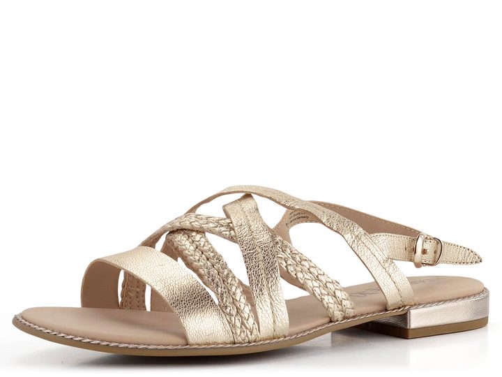 Caprice metalické páskové sandály Platin 9-28100-42