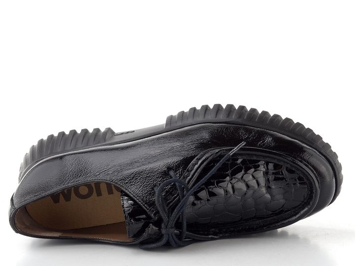 Wonders lakované šněrovací polobotky negro A-4423