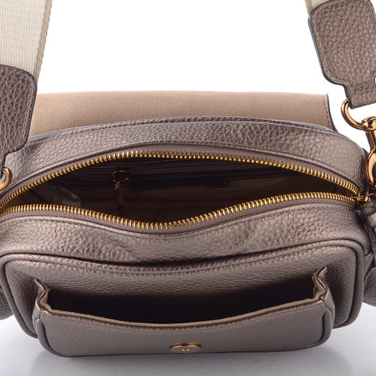 Hispanitas metalická crossbody kabelka s klopou topo BI254143