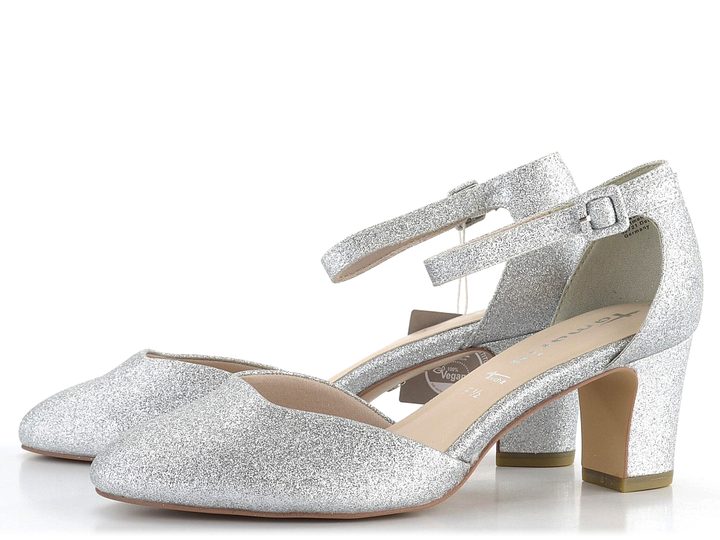 Tamaris lodičky s členkovým pásikom Silver Glam 1-24432-41