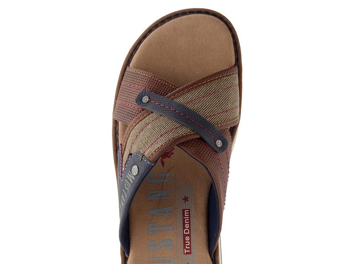 Mustang pánské pantofle s kříženými pásky cognac 26M0101001