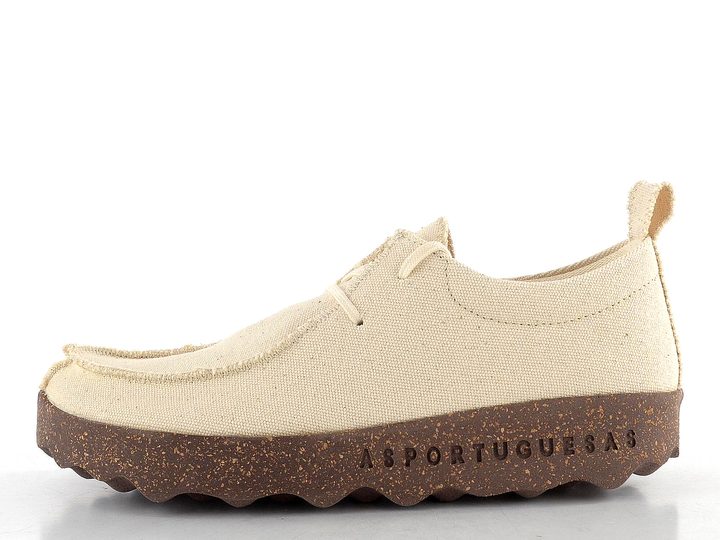 Asportuguesas plátěné polobotky na platformě washed ivory P018025023