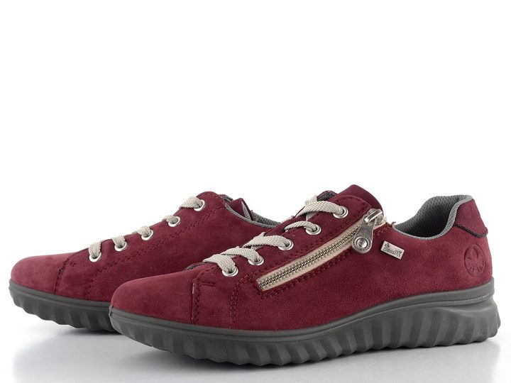Rieker šnurovacie poltopánky so zipsom a membránou Bordeaux 59000-35