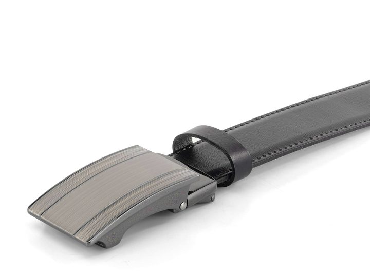 Černý kožený opasek s obdélníkovou sponou 32 mm