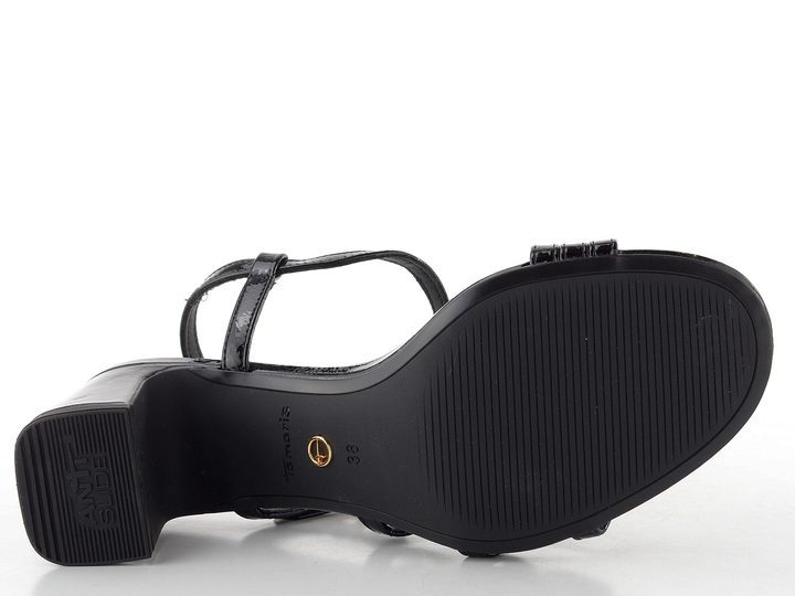 Tamaris lakované sandály na podpatku black patent 1-28350-46