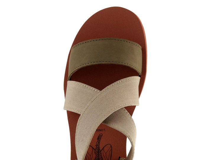 Fly London páskové sandály na klínu béžové Yabi P144922011