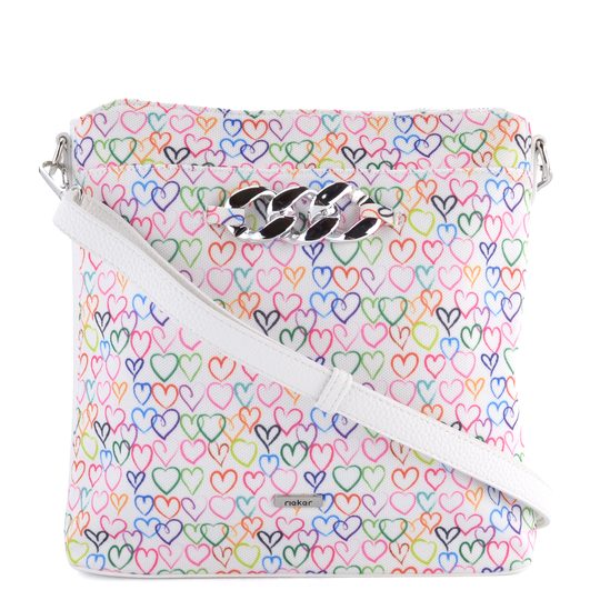 Rieker crossbody kabelka biele/farebné srdcia H1522-92