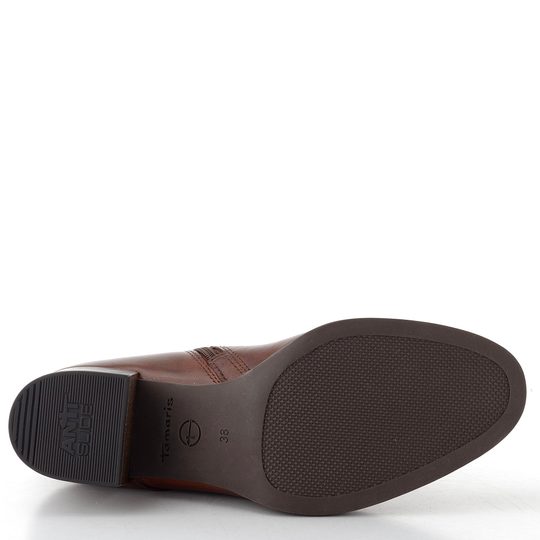 Tamaris kožený kotník na podpatku cognac 1-25131-43