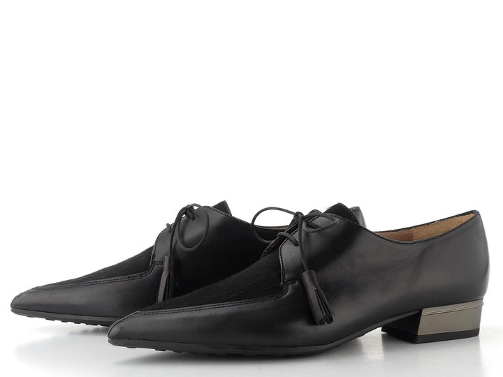 Hispanitas šněrovací polobotky na podpatku Ginebra black HI265156