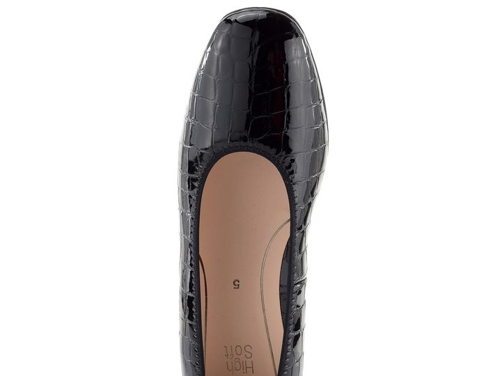 Ara širší dámské lodičky lakované kroko černé Graz 12-11838-26