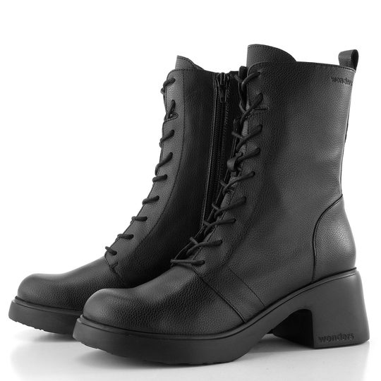 Wonders šněrovací kotník na podpatku negro E-7124